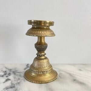 Vintage Brass Candlestick Candle Holder Bowl Lamp Incense Gold Solid MCM Design